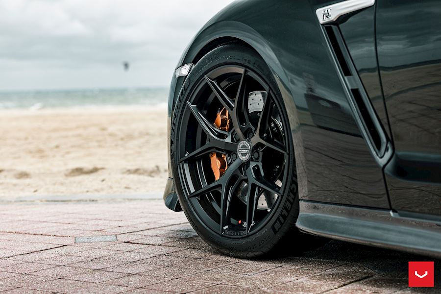 Nissan GTR R35 installed with Vossen HF-5 wheels in Satin Black