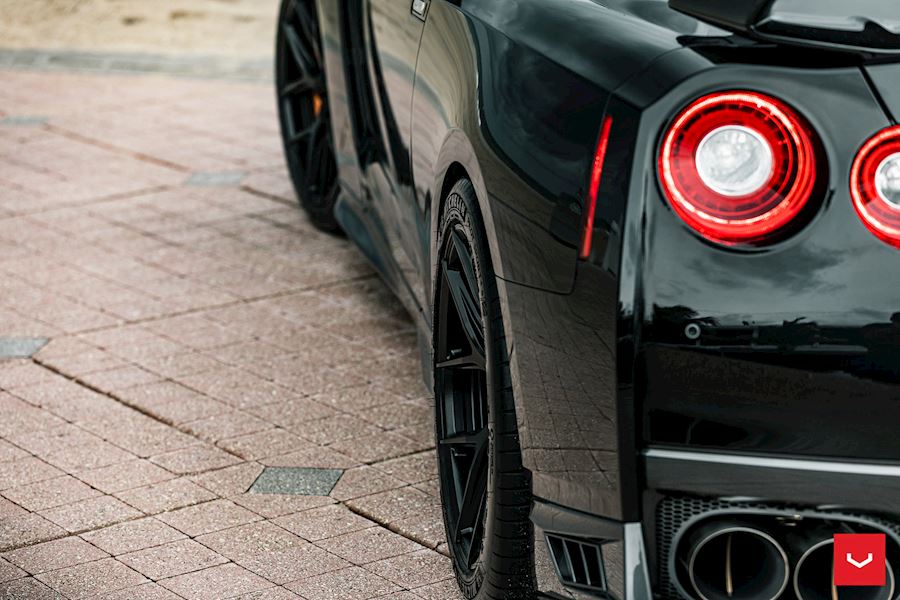 Nissan GTR R35 installed with Vossen HF-5 wheels in Satin Black