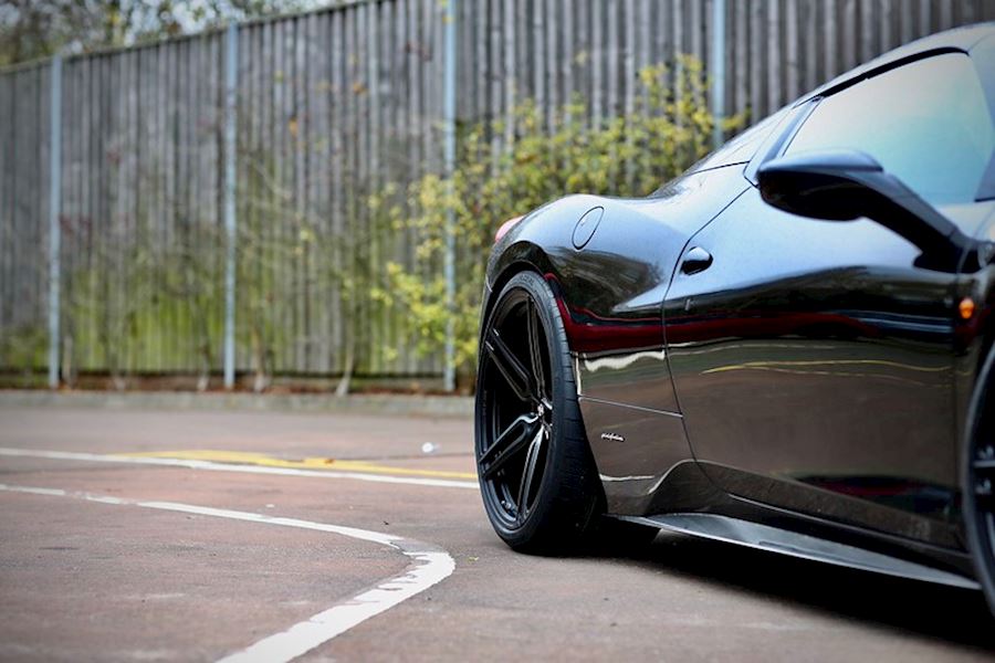 Ferrari 458 installed with Vossen Forged HC-1 forged alloy wheels in Satin Black