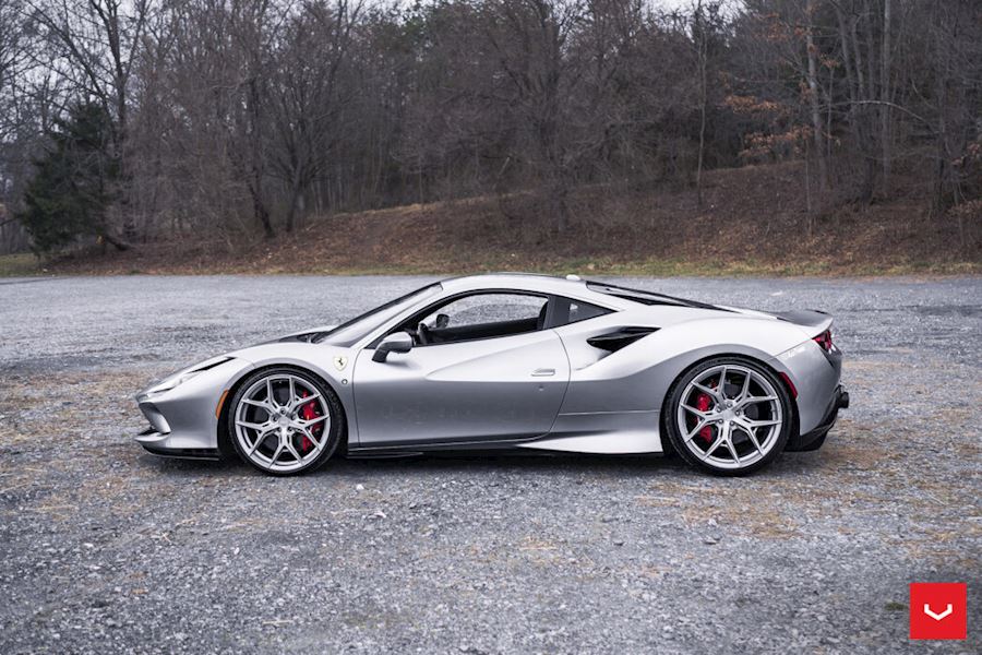 Ferrari F8 installed with Vossen HF-5 Satin Silver